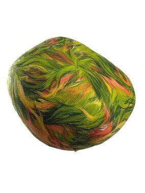 Amy New York Pill Box Hat Orange Green Feathers Vintage 1960s Made in USA Halle